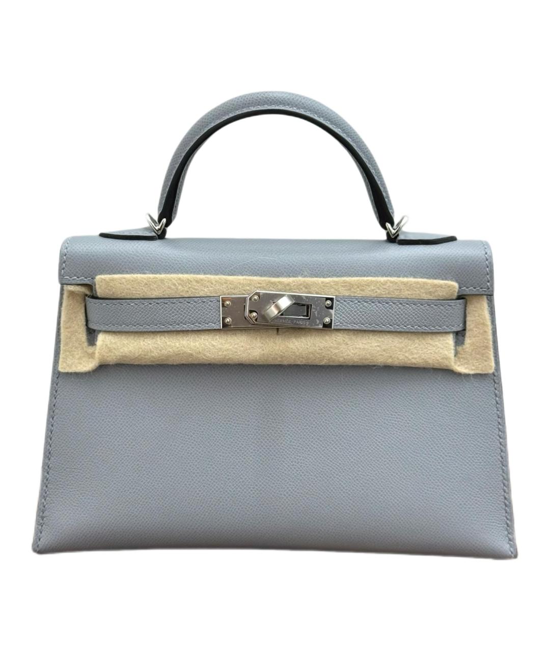 HERMES Серая кожаная сумка с короткими ручками, фото 1