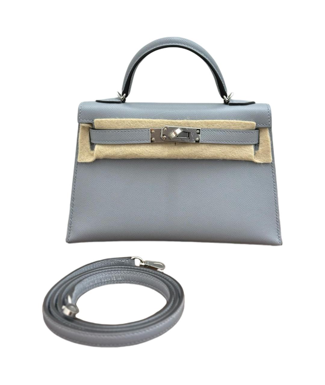 HERMES Серая кожаная сумка с короткими ручками, фото 2