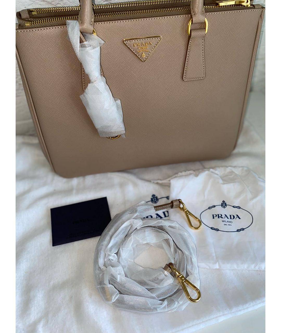 PRADA Бежевая кожаная сумка тоут, фото 4