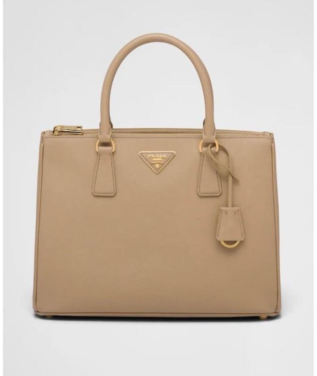 PRADA Бежевая кожаная сумка тоут, фото 9