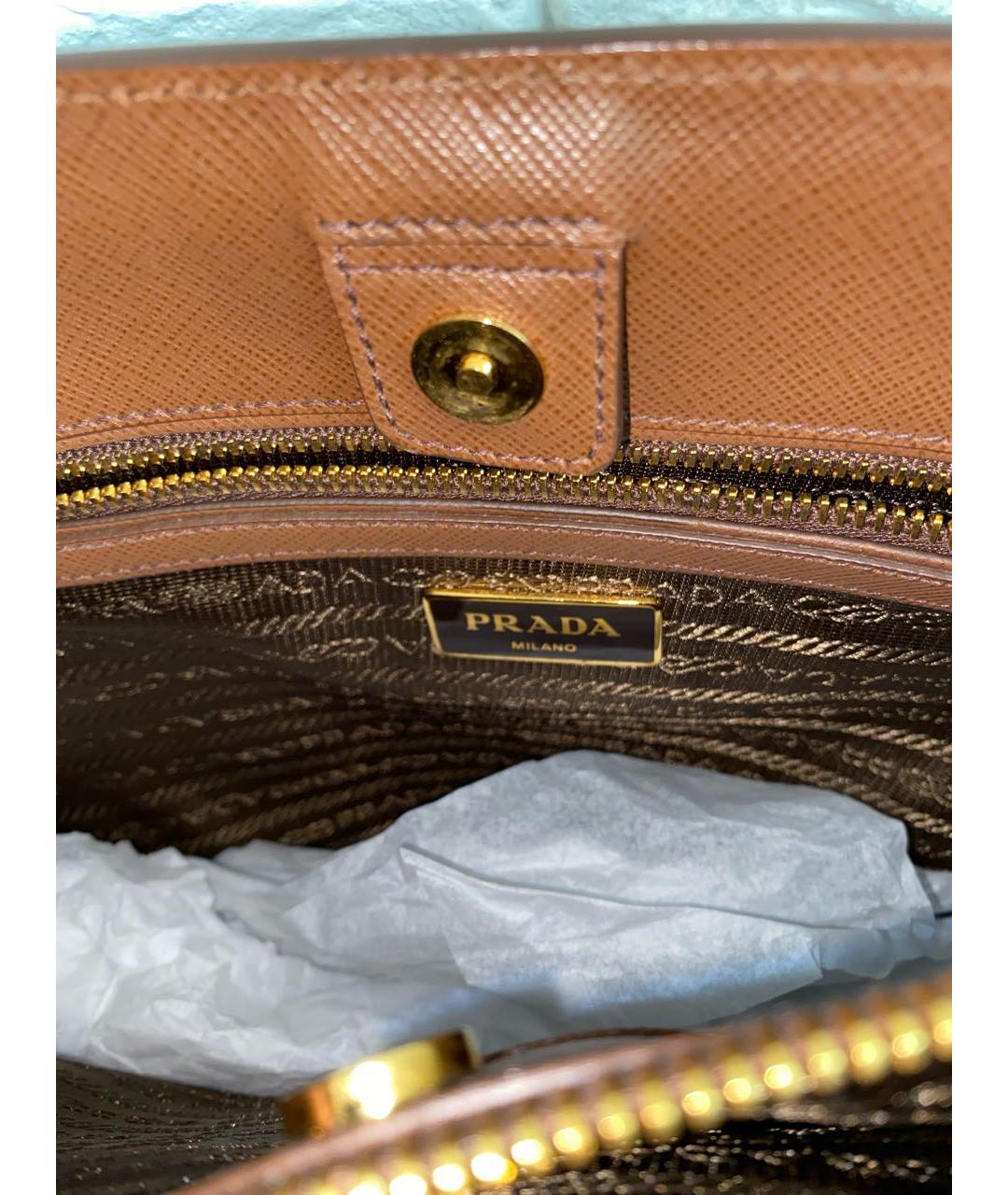 PRADA Коричневая кожаная сумка тоут, фото 8