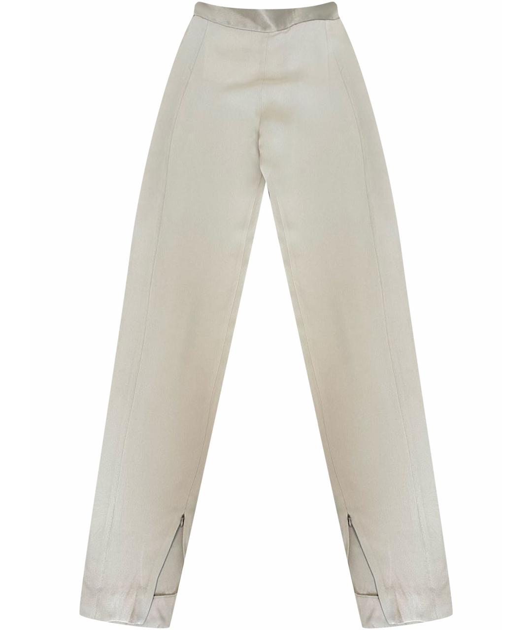 LANVIN Бежевые шелковые брюки узкие, фото 1
