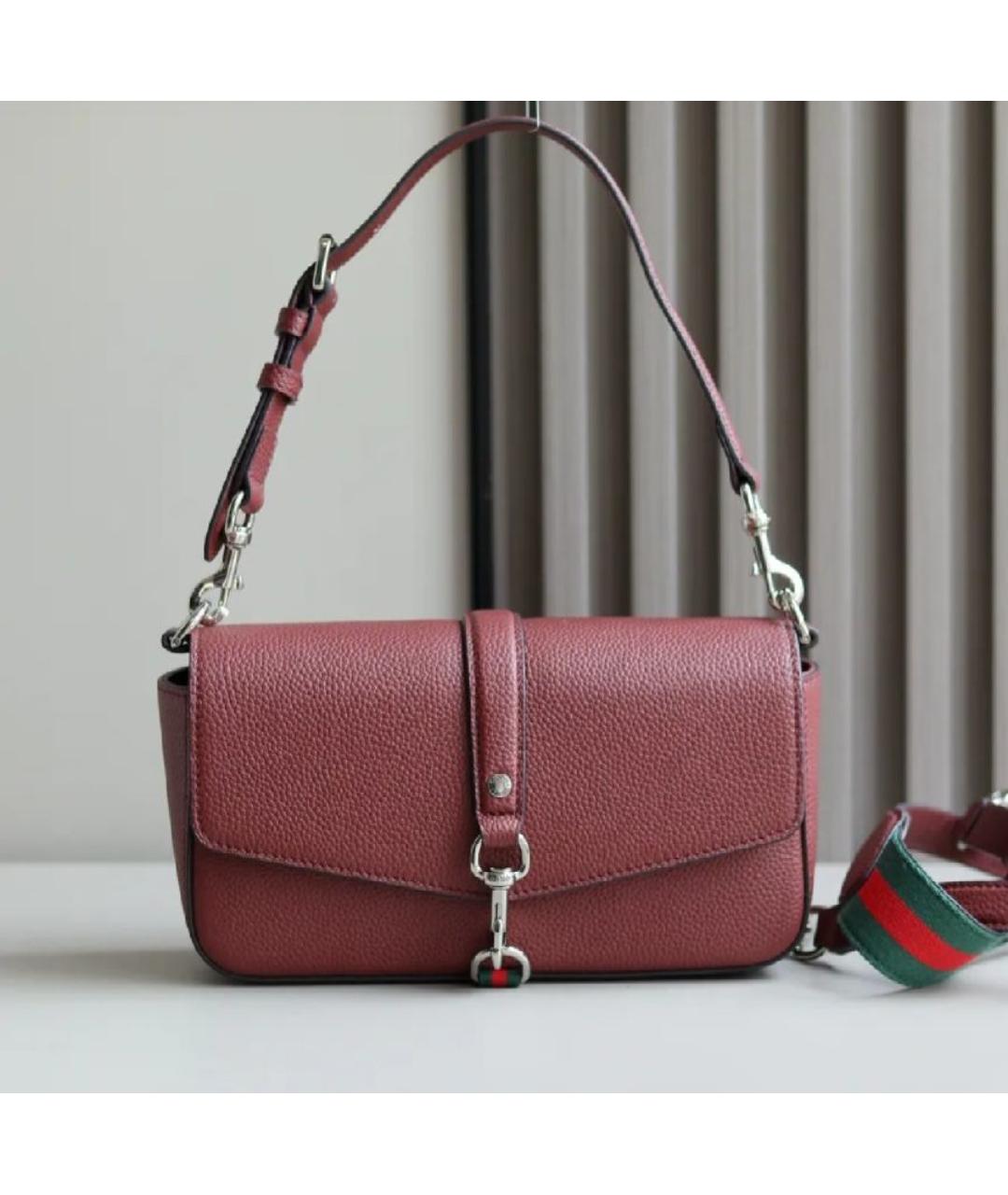 GUCCI Бордовая кожаная сумка через плечо, фото 10