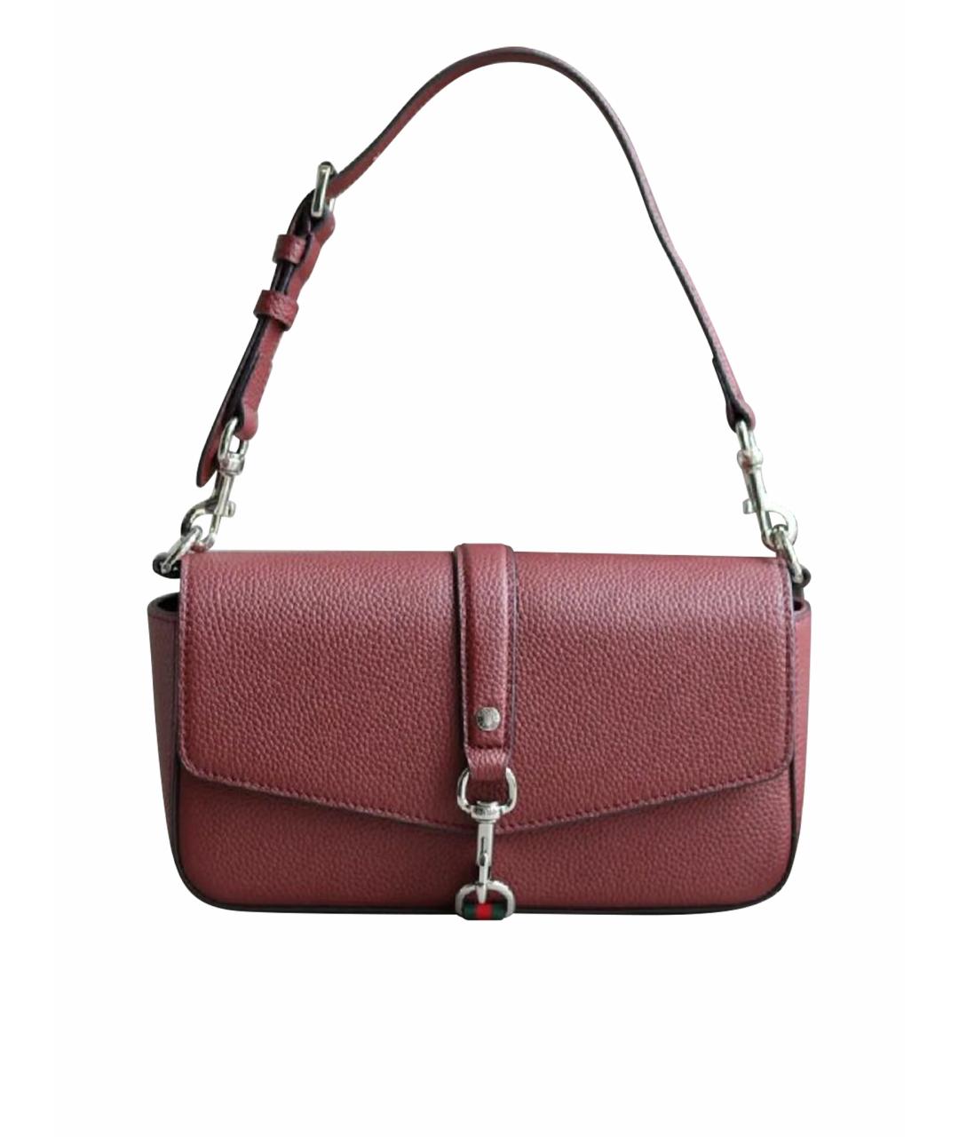 GUCCI Бордовая кожаная сумка через плечо, фото 1