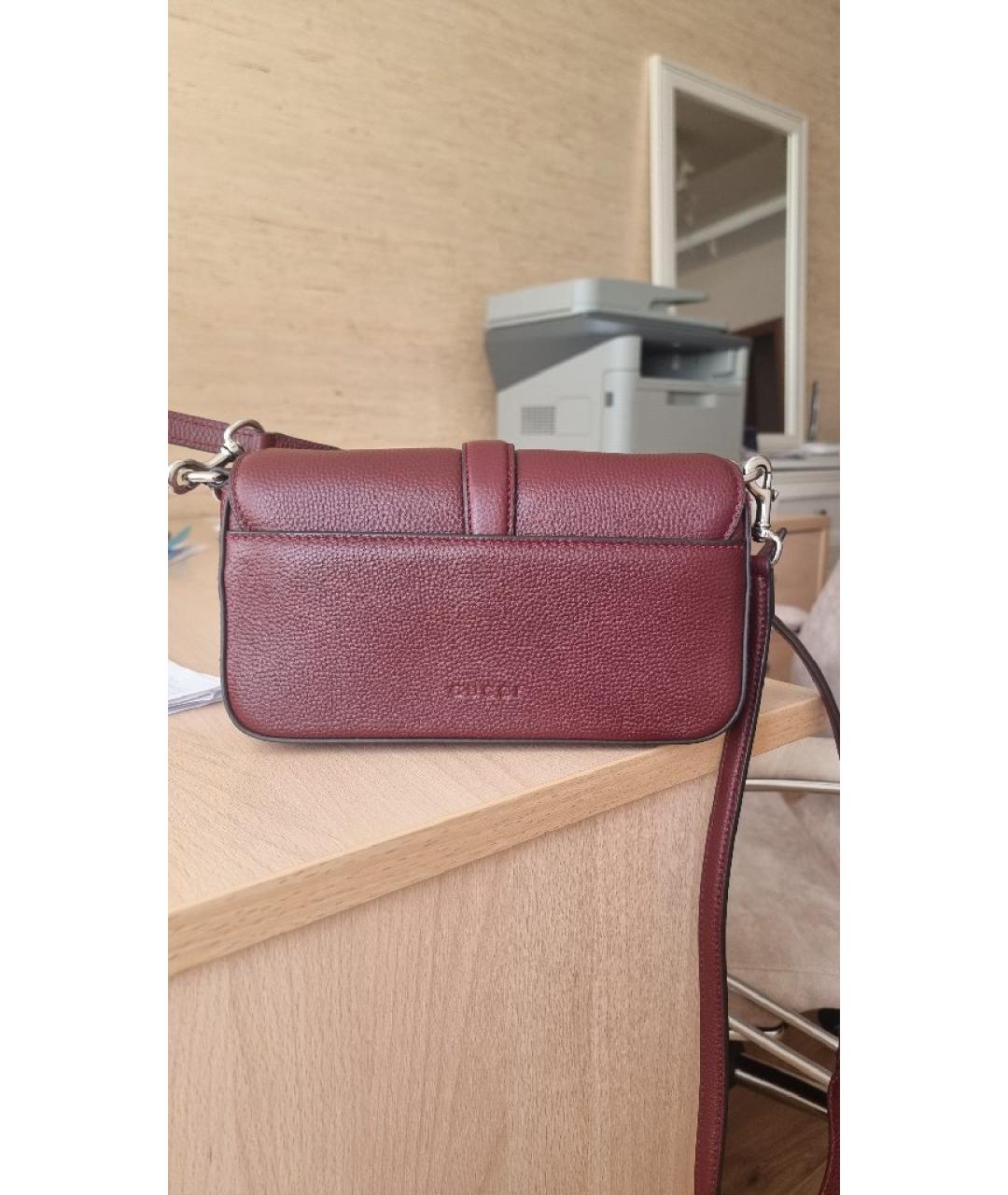 GUCCI Бордовая кожаная сумка через плечо, фото 3