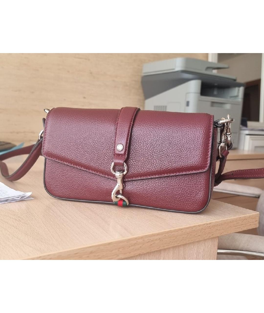 GUCCI Бордовая кожаная сумка через плечо, фото 2