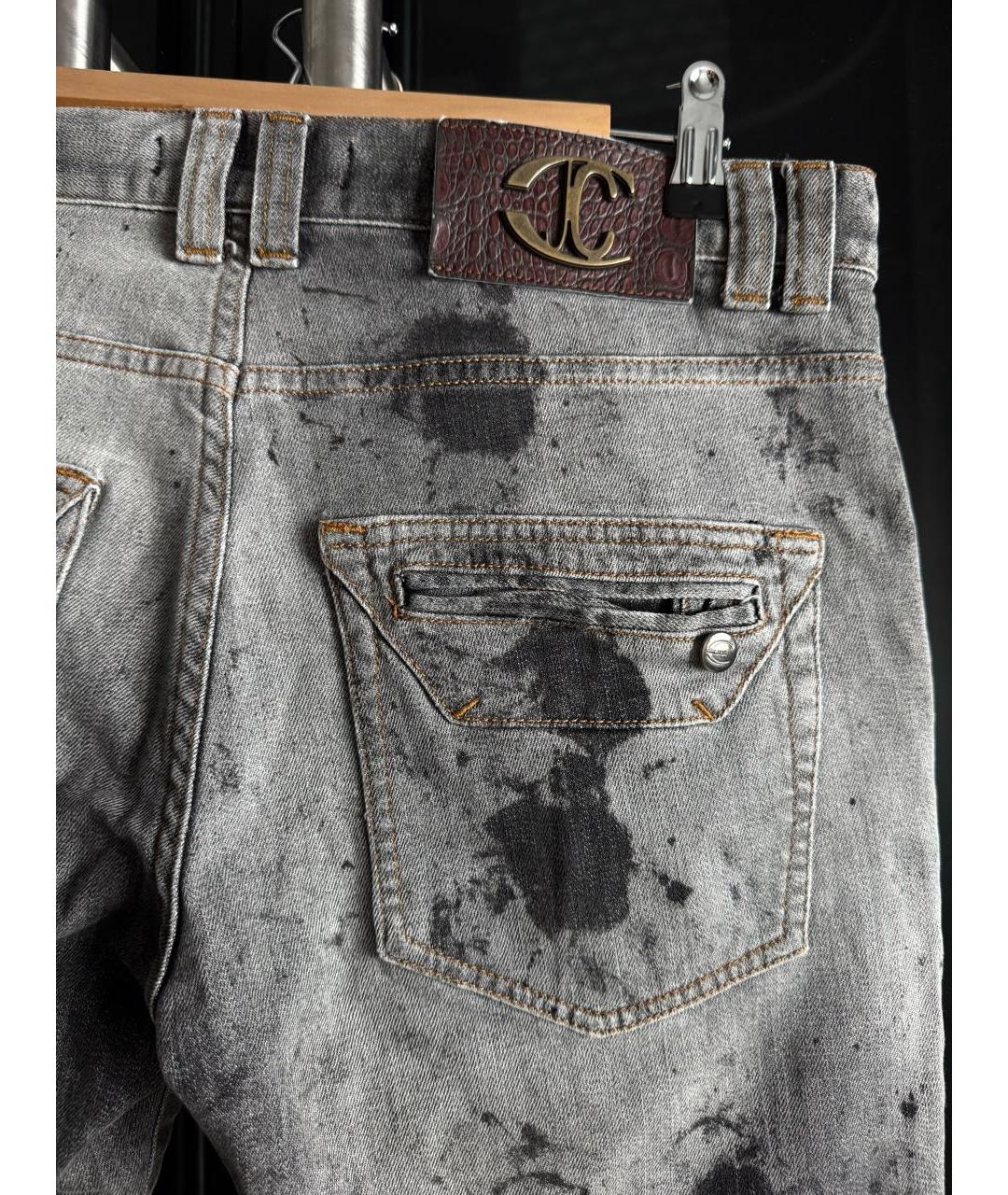 JUST CAVALLI Антрацитовые хлопковые прямые джинсы, фото 5