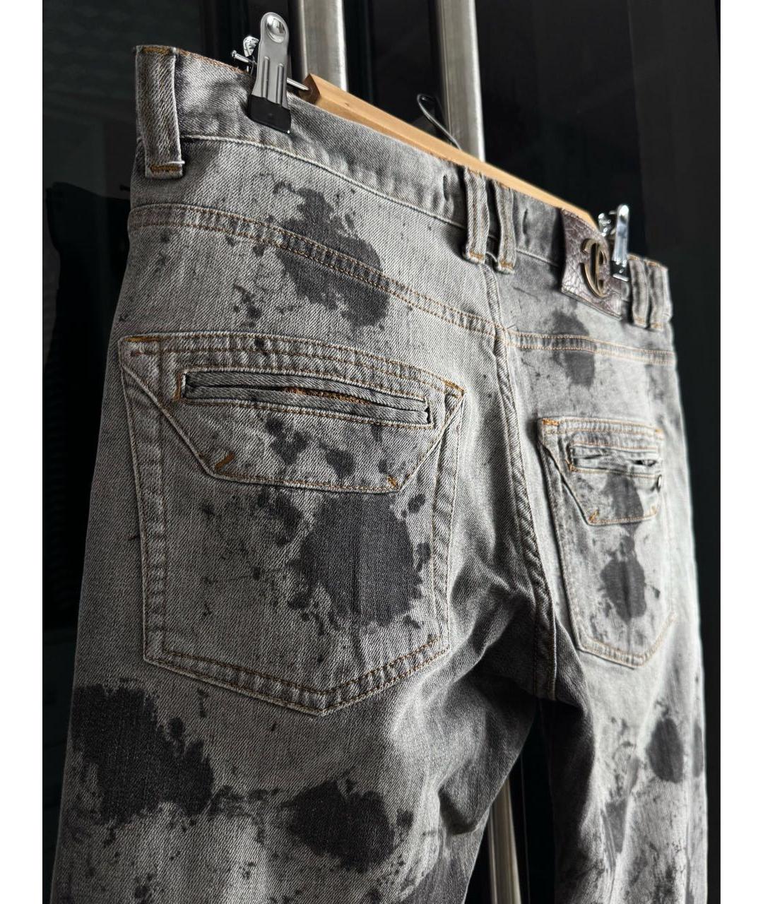 JUST CAVALLI Антрацитовые хлопковые прямые джинсы, фото 4