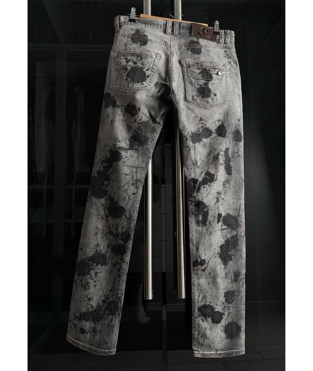 JUST CAVALLI Антрацитовые хлопковые прямые джинсы, фото 2