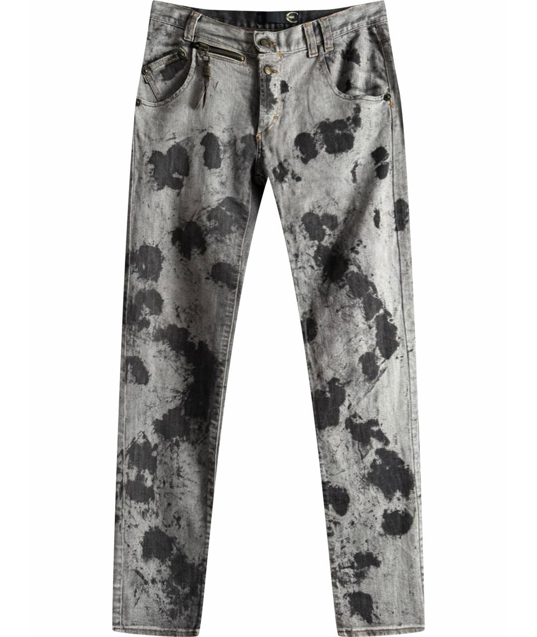 JUST CAVALLI Антрацитовые хлопковые прямые джинсы, фото 1