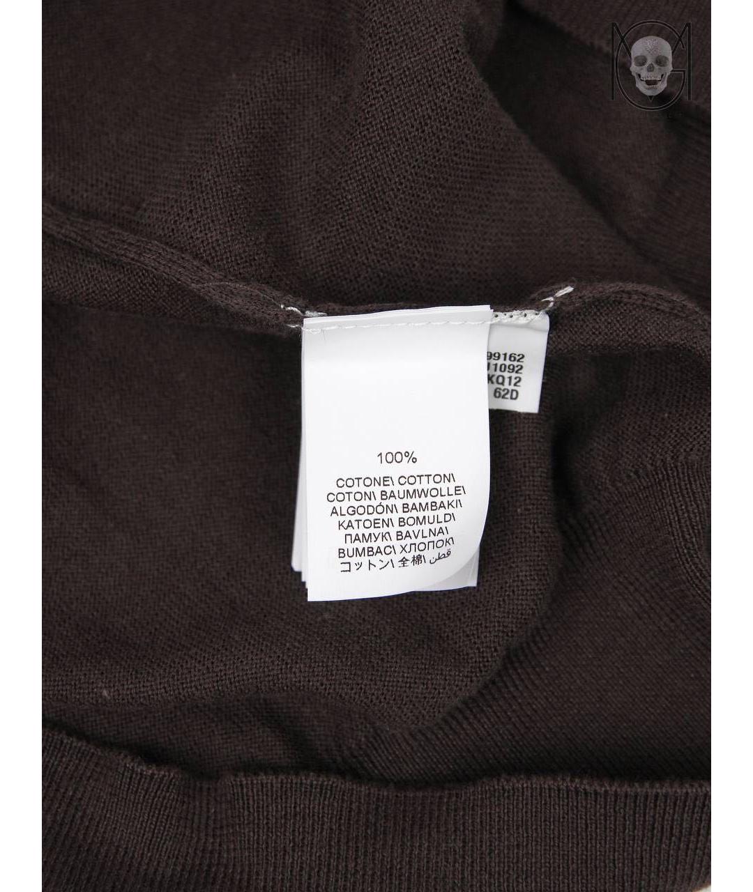 BRUNELLO CUCINELLI Коричневая хлопковая футболка, фото 4
