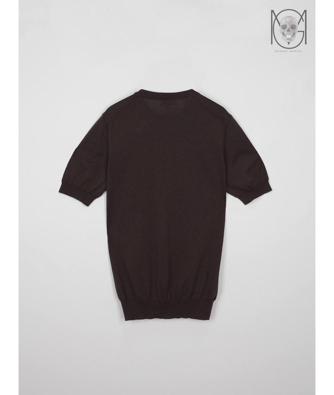 BRUNELLO CUCINELLI Коричневая хлопковая футболка, фото 2