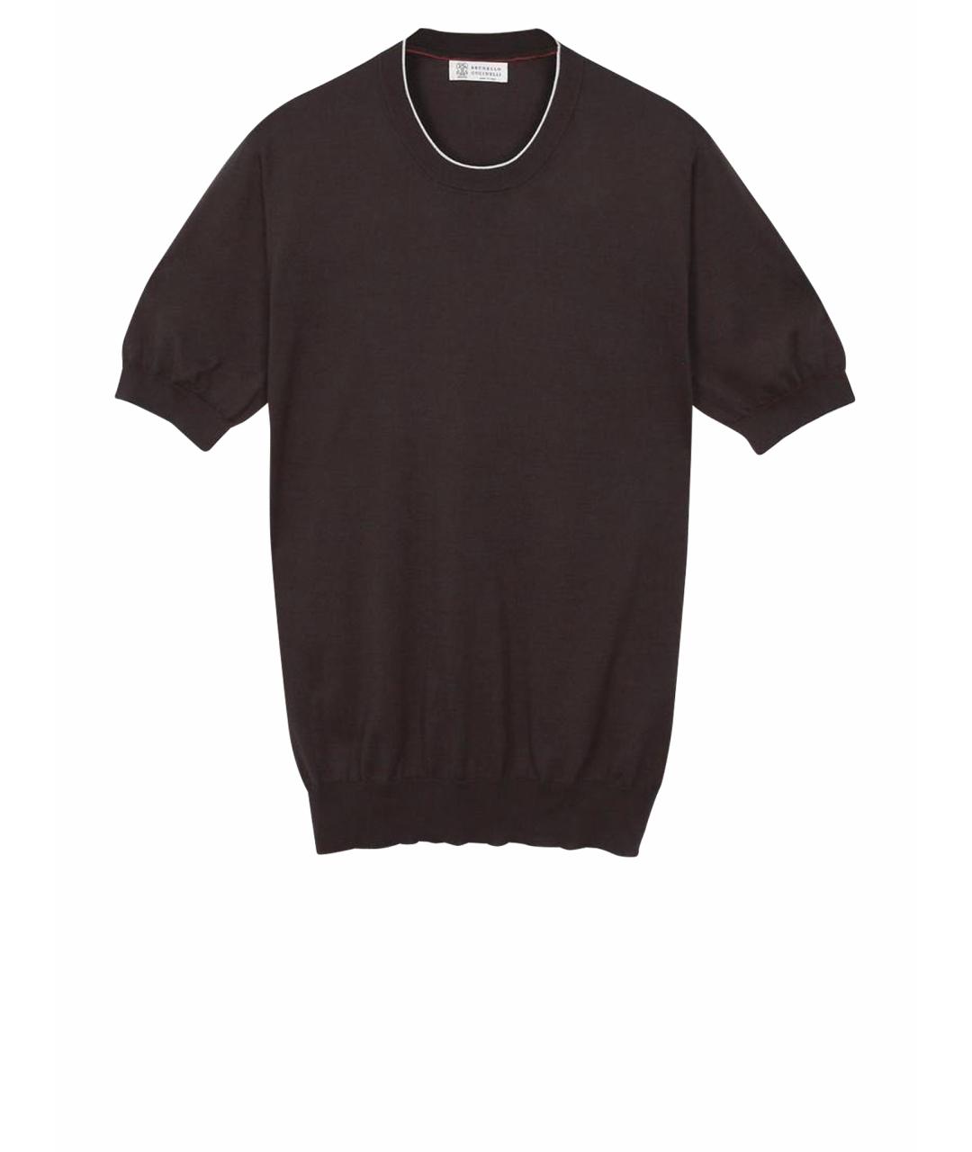 BRUNELLO CUCINELLI Коричневая хлопковая футболка, фото 1