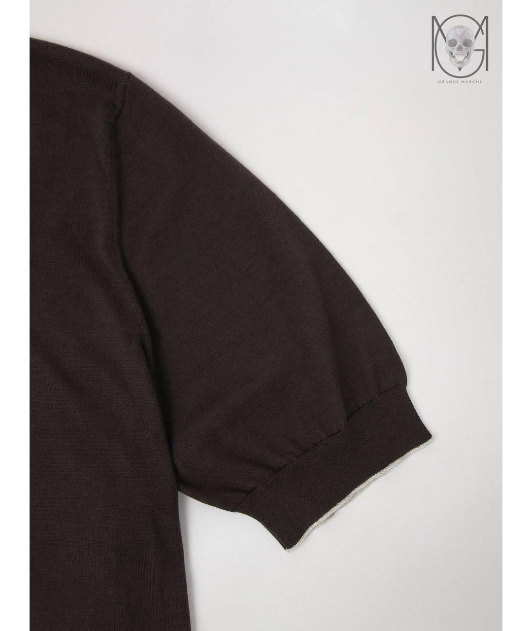 BRUNELLO CUCINELLI Коричневая хлопковая футболка, фото 8