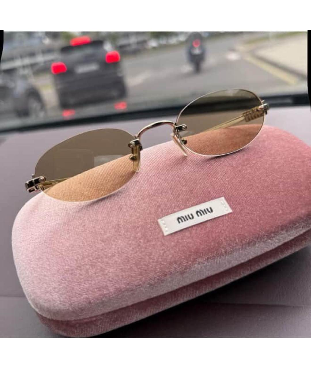 MIU MIU Золотые металлические солнцезащитные очки, фото 3