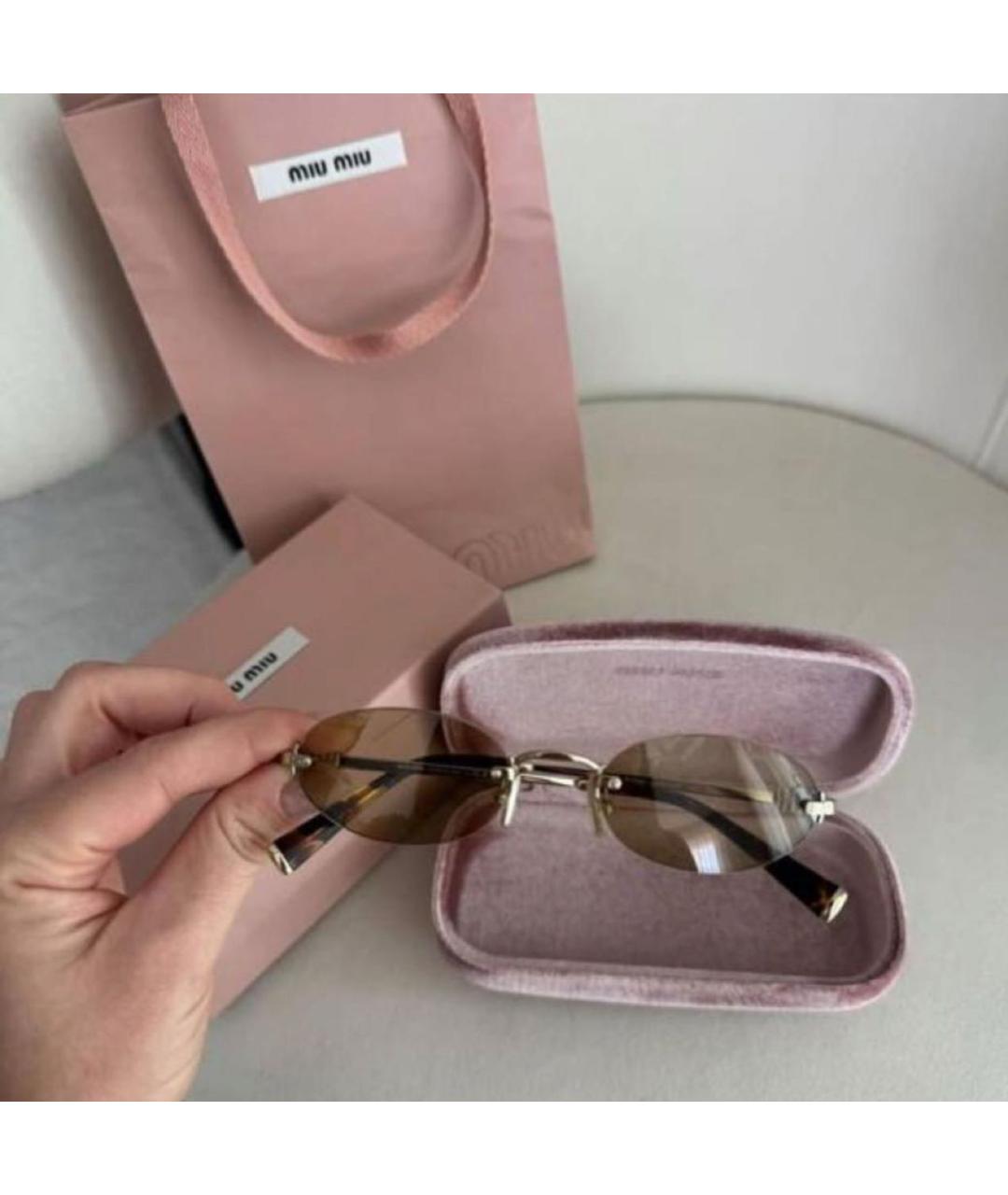 MIU MIU Золотые металлические солнцезащитные очки, фото 7