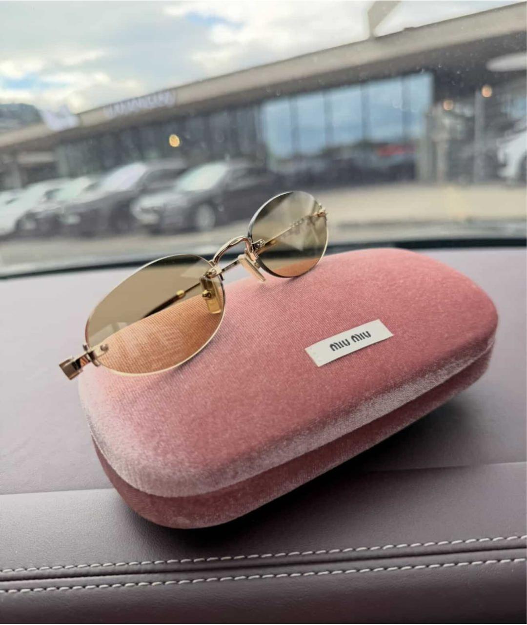 MIU MIU Золотые металлические солнцезащитные очки, фото 6