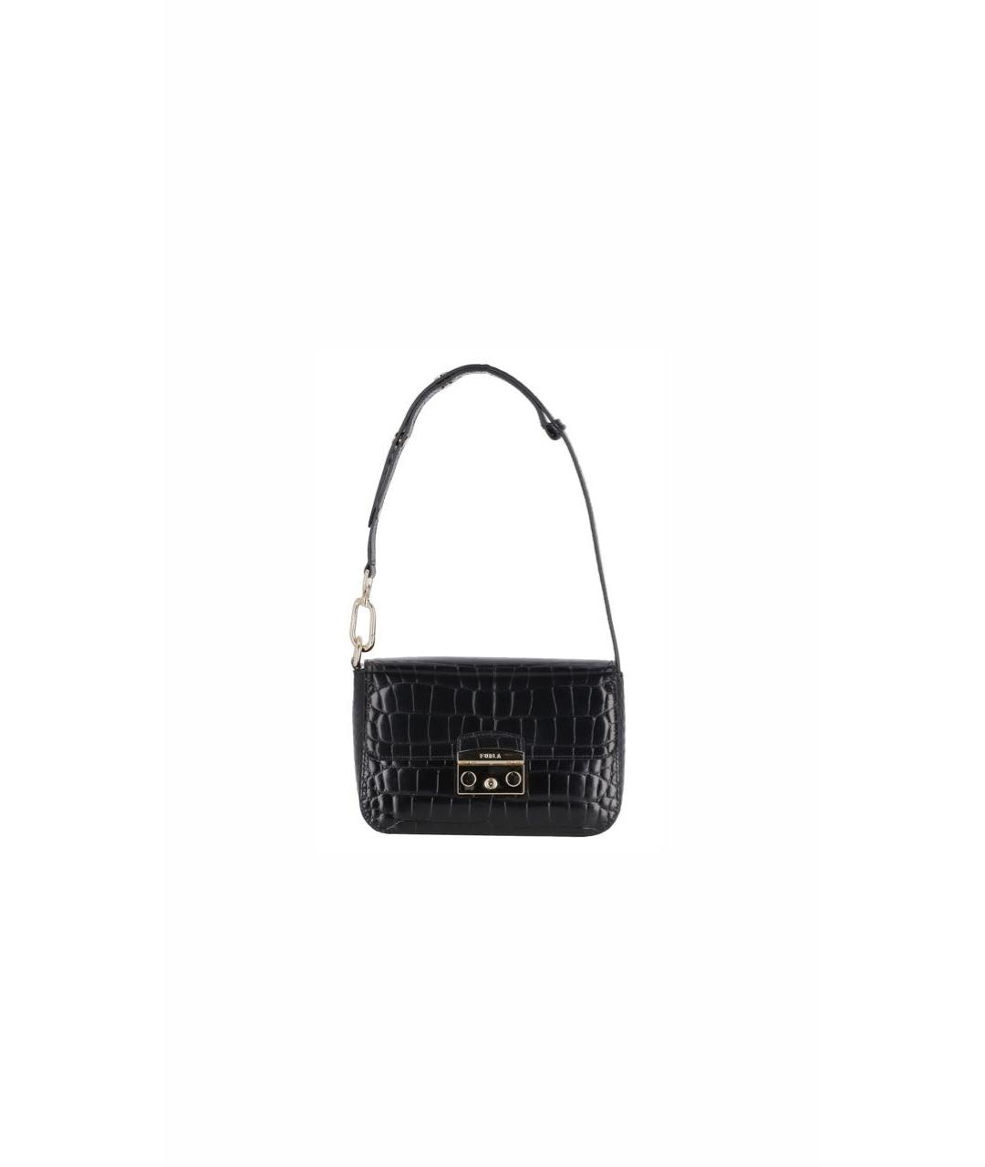 FURLA Черная сумка через плечо из лакированной кожи, фото 1