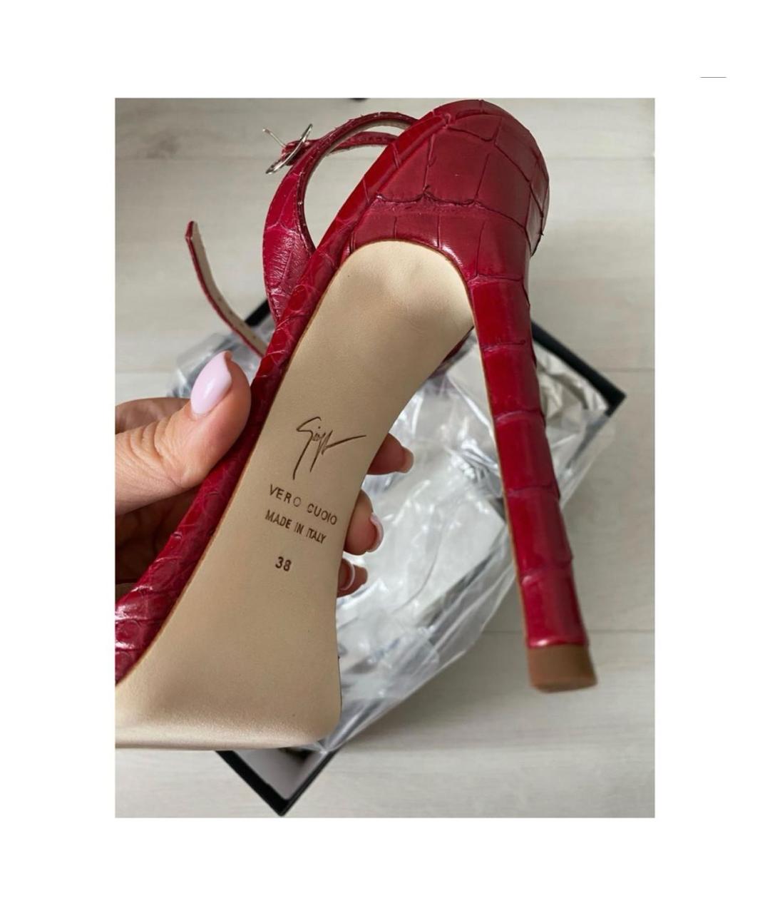 GIUSEPPE ZANOTTI DESIGN Красные босоножки из экзотической кожи, фото 6