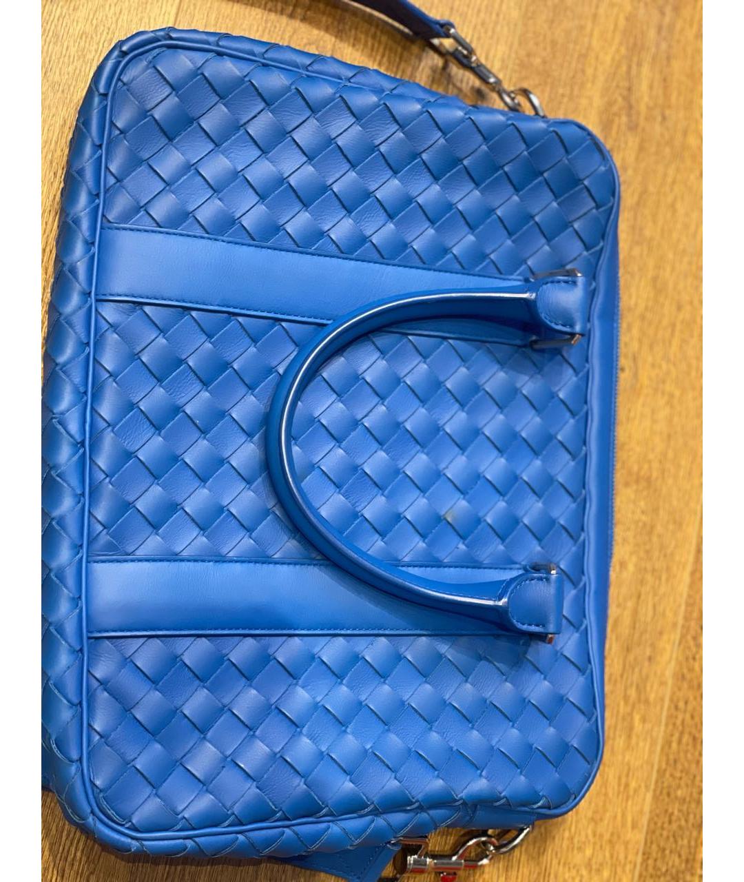 BOTTEGA VENETA Синий кожаный портфель, фото 2