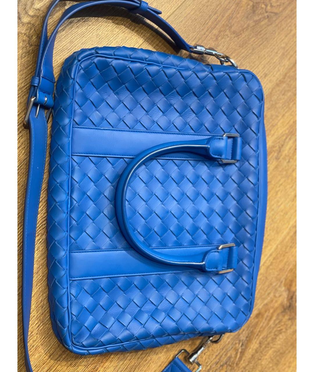 BOTTEGA VENETA Синий кожаный портфель, фото 4