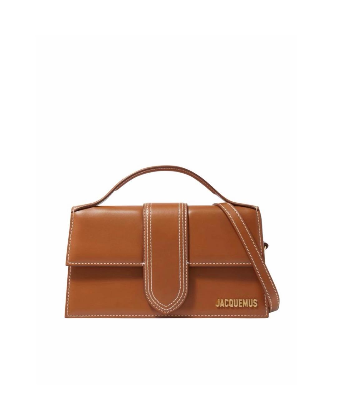 JACQUEMUS Коричневая кожаная сумка с короткими ручками, фото 1