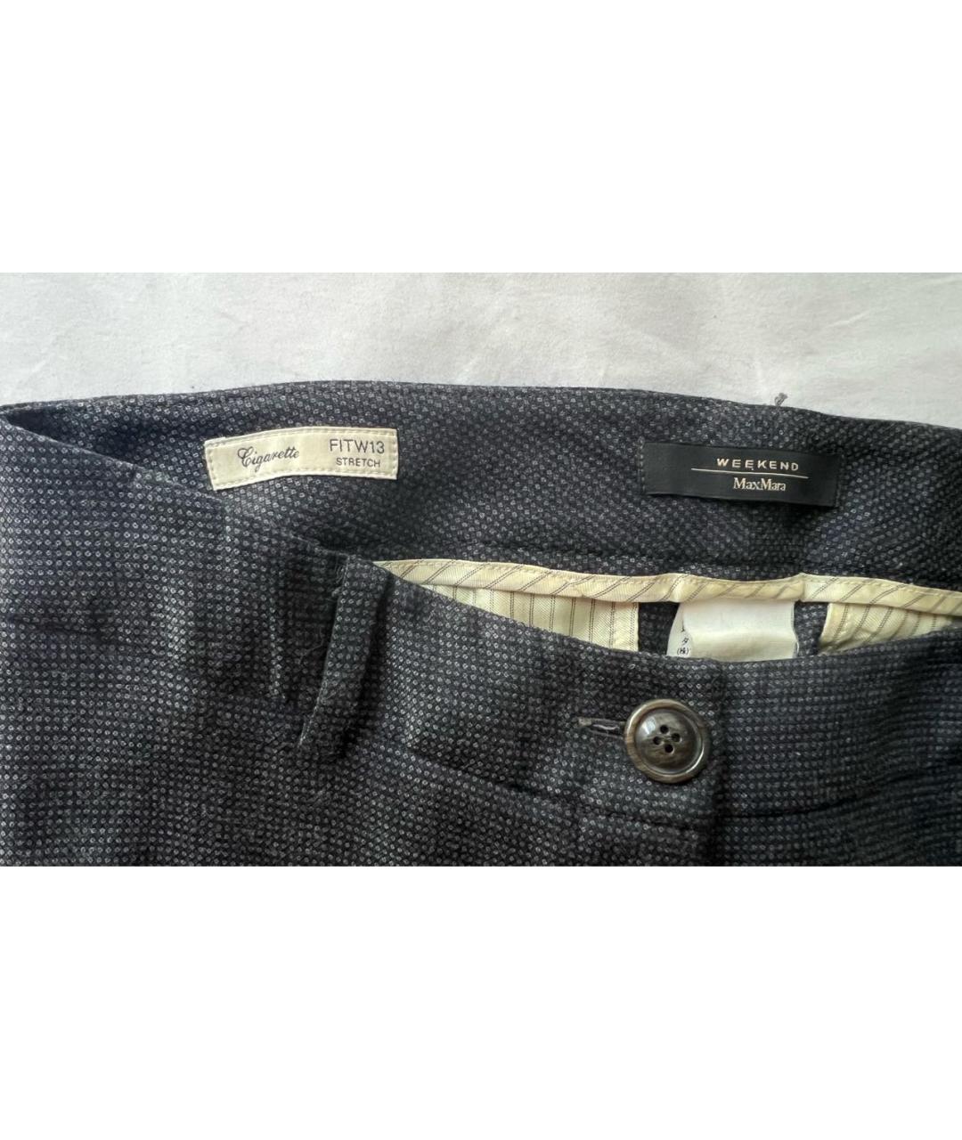 WEEKEND MAX MARA Серые шерстяные брюки узкие, фото 3