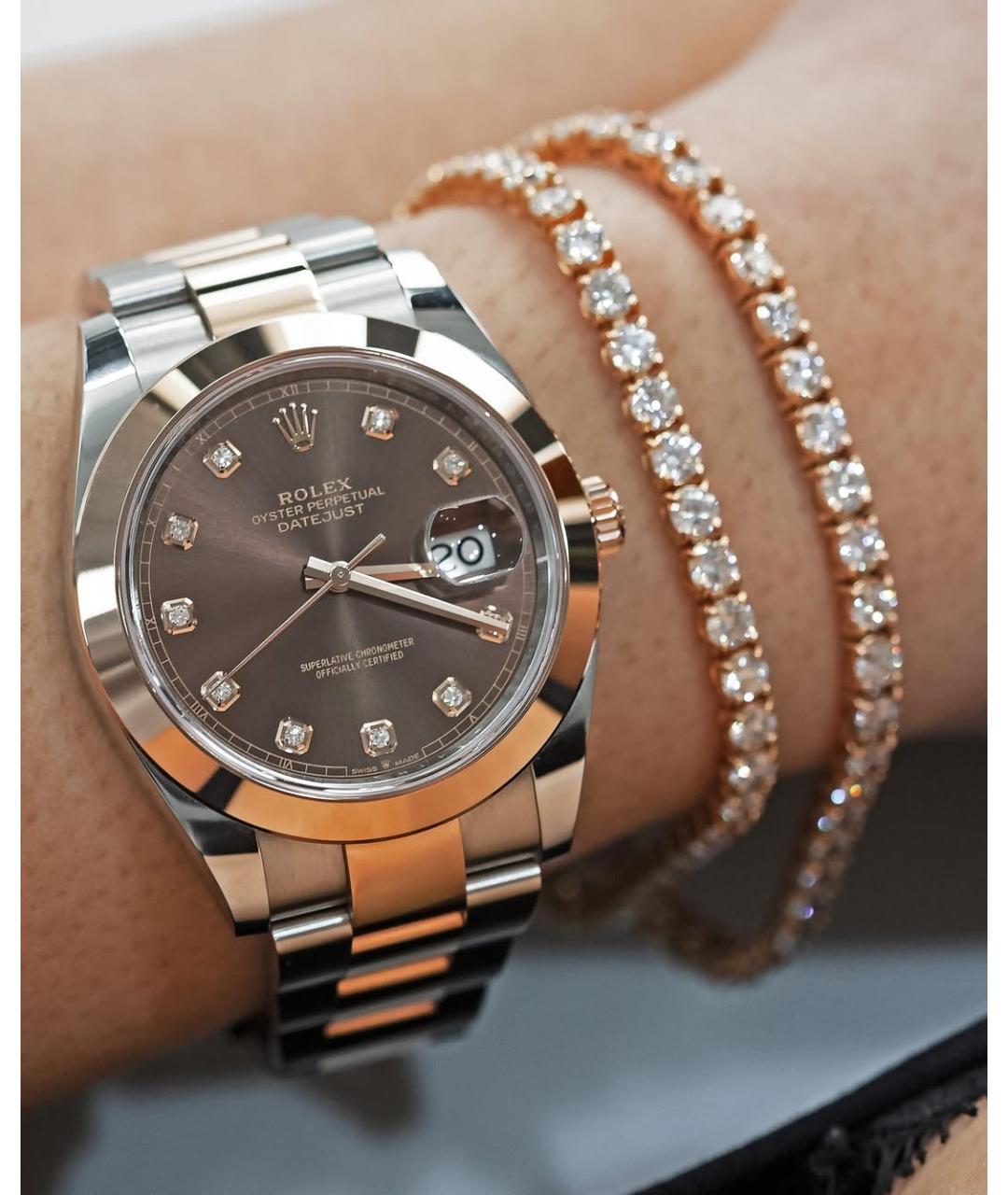 ROLEX Коричневые часы из розового золота, фото 5