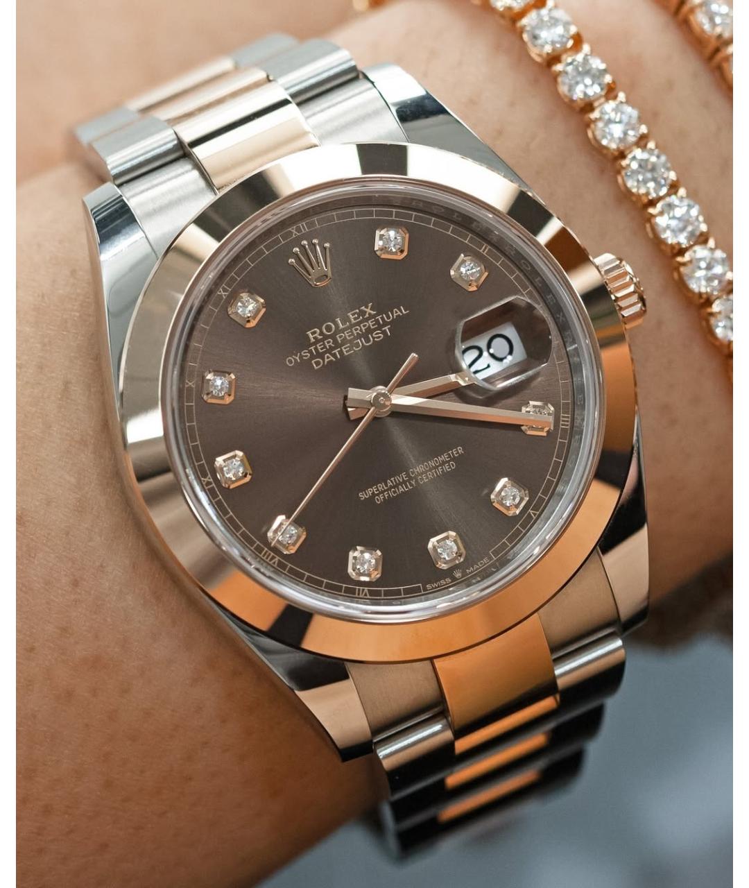 ROLEX Коричневые часы из розового золота, фото 6