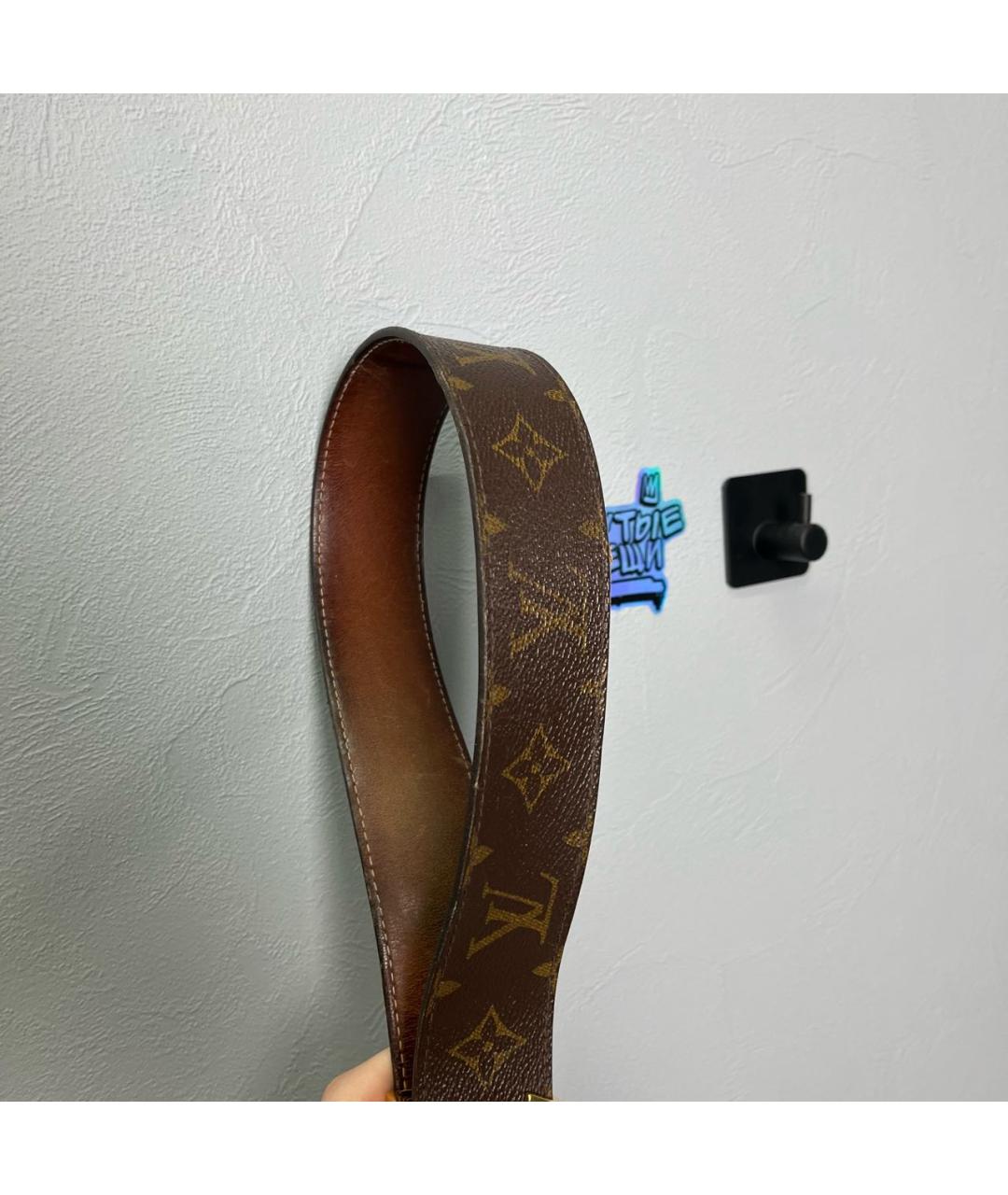 LOUIS VUITTON Коричневый кожаный ремень, фото 3