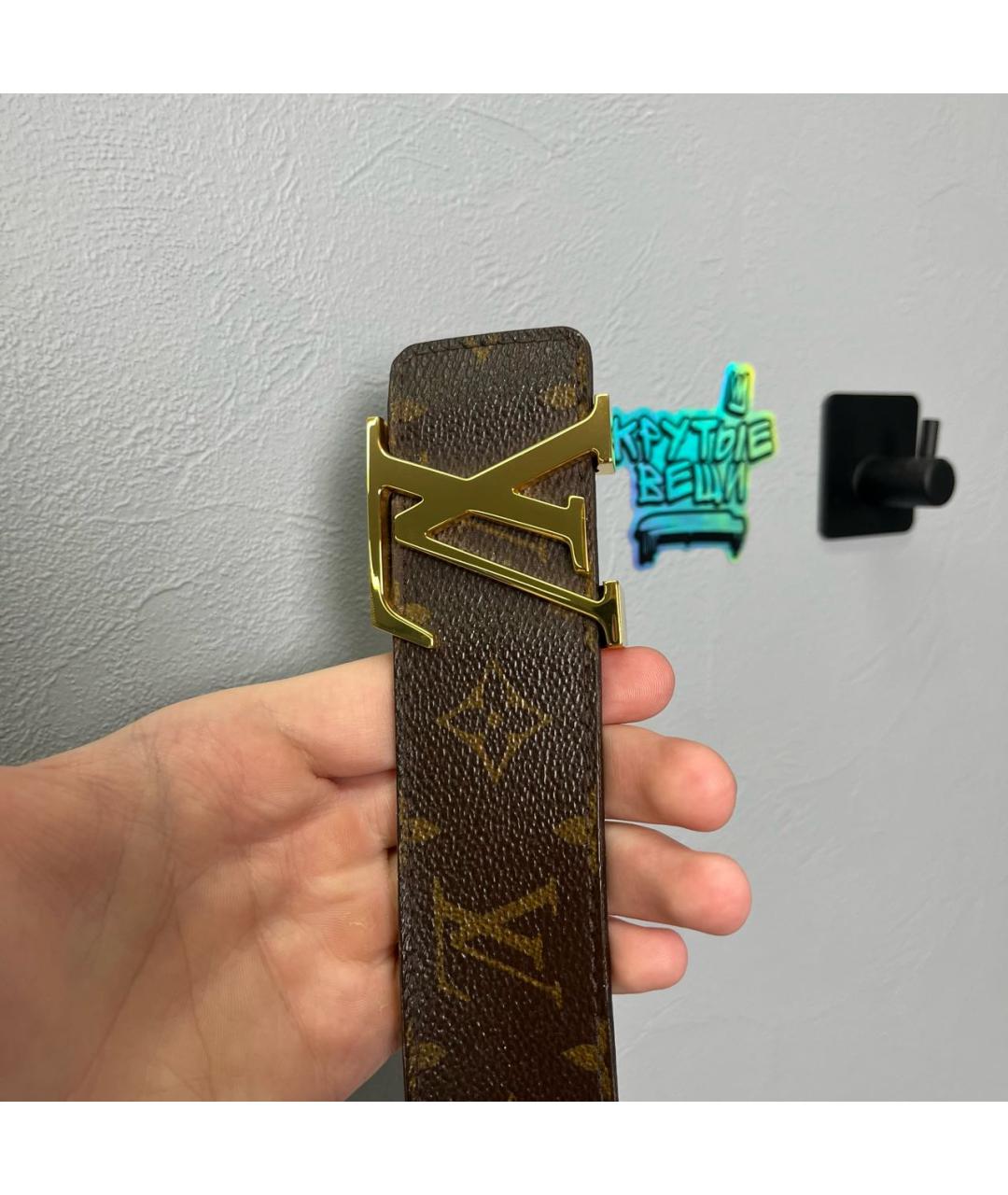 LOUIS VUITTON Коричневый кожаный ремень, фото 2