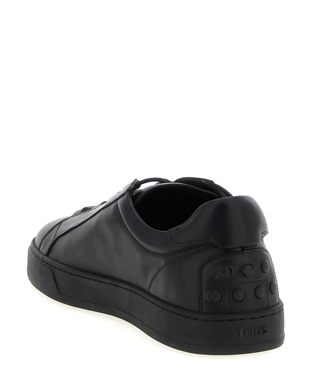 TOD'S Черные кожаные низкие кроссовки / кеды, фото 3