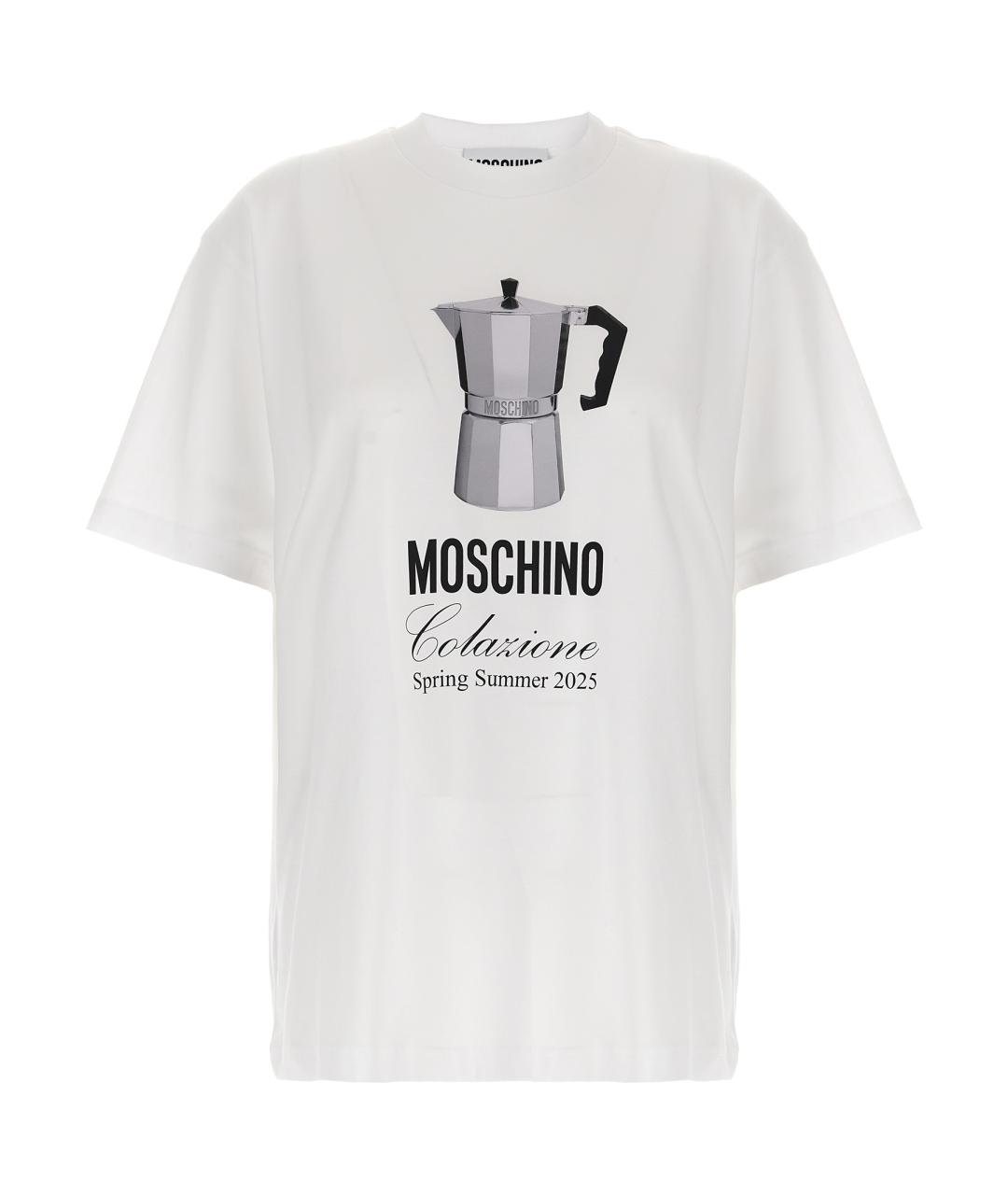 MOSCHINO Белая хлопковая футболка, фото 1