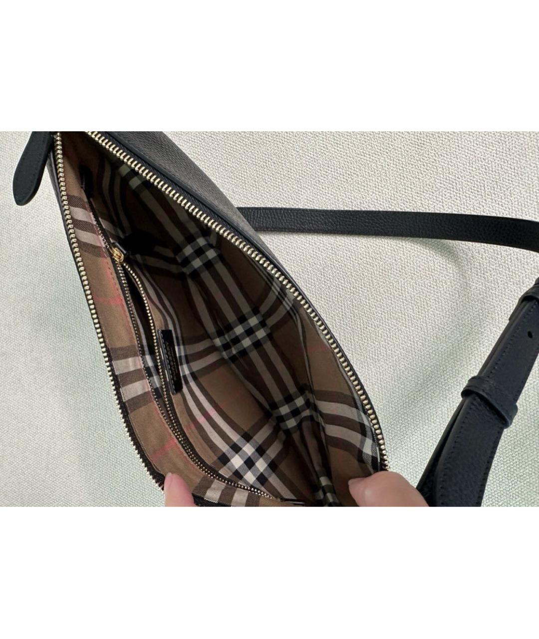 BURBERRY Черная кожаная сумка через плечо, фото 4