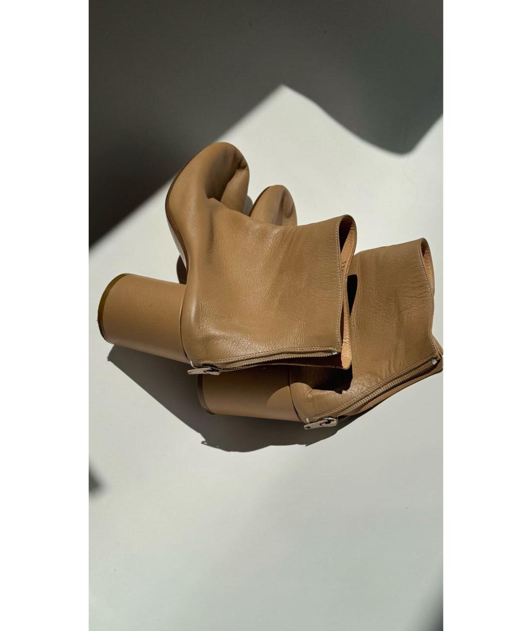 MAISON MARGIELA Бежевые кожаные ботильоны, фото 4