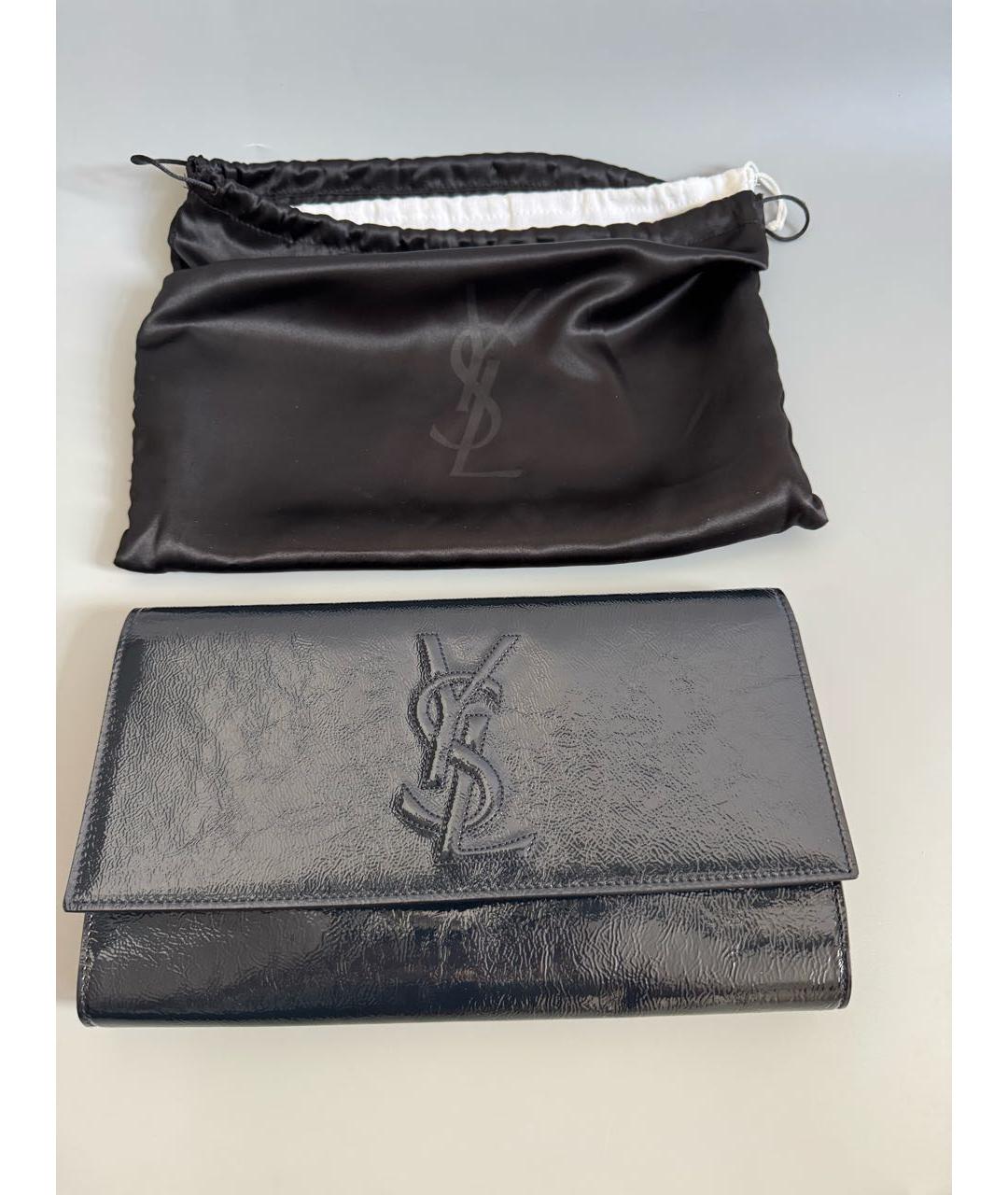 SAINT LAURENT Темно-синий кожаный кошелек, фото 8
