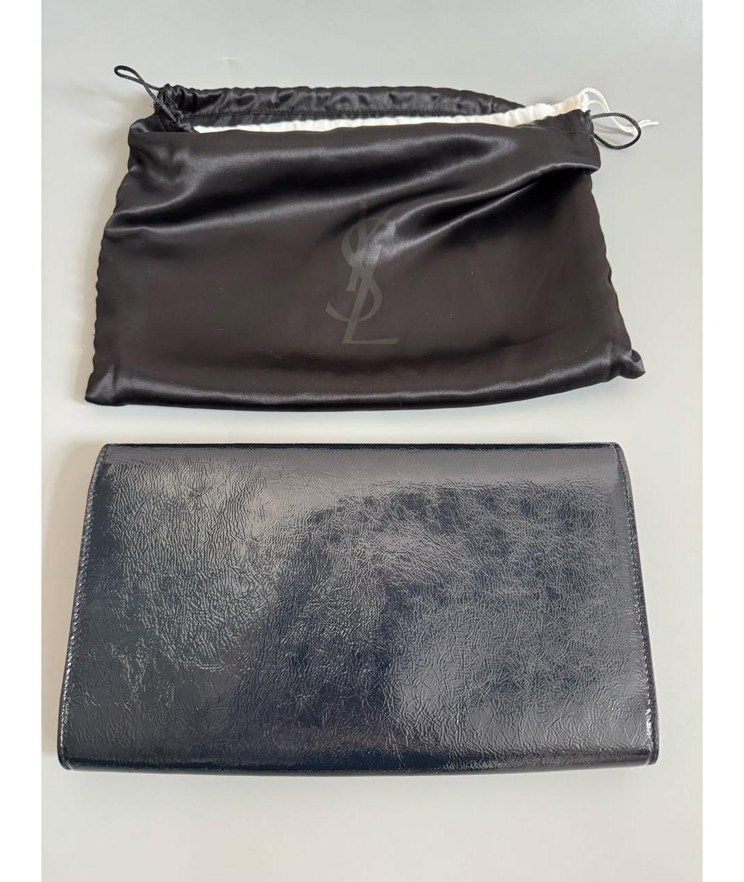 SAINT LAURENT Темно-синий кожаный кошелек, фото 3