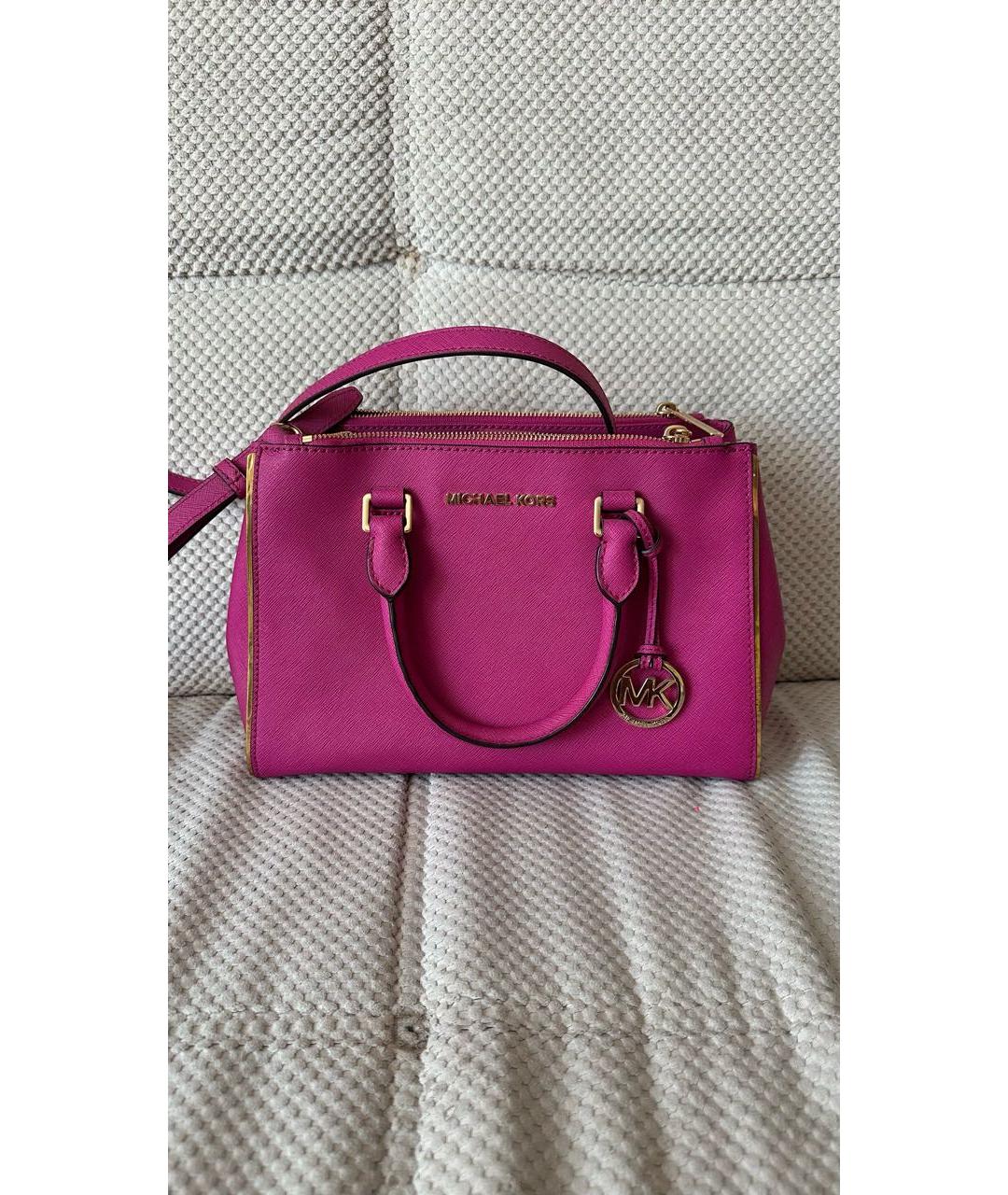 MICHAEL MICHAEL KORS Фуксия кожаная сумка тоут, фото 8