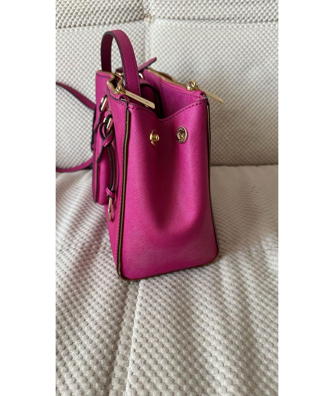 MICHAEL MICHAEL KORS Фуксия кожаная сумка тоут, фото 6