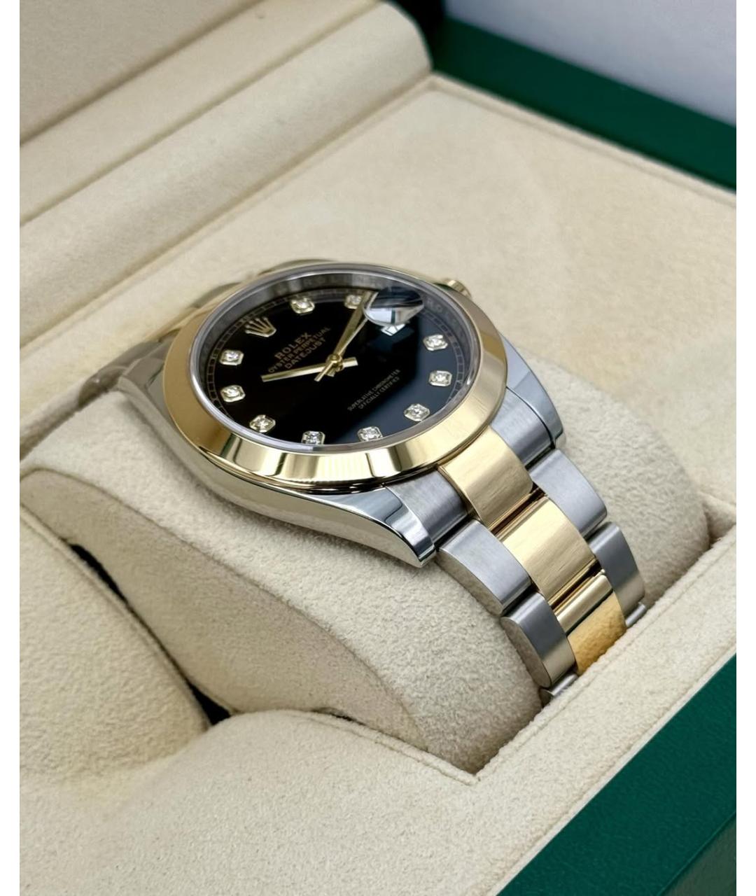 ROLEX Черные часы из желтого золота, фото 7