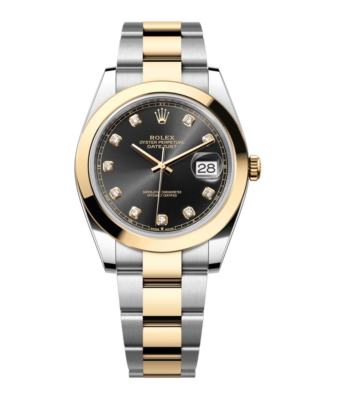 ROLEX Черные часы из желтого золота, фото 1