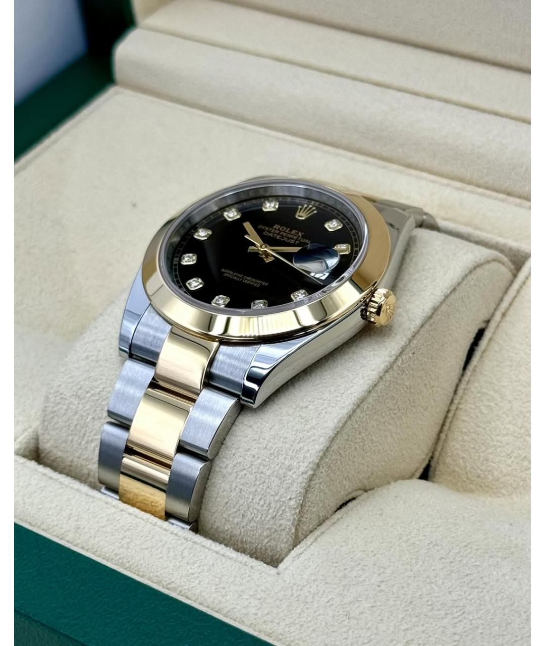 ROLEX Черные часы из желтого золота, фото 5