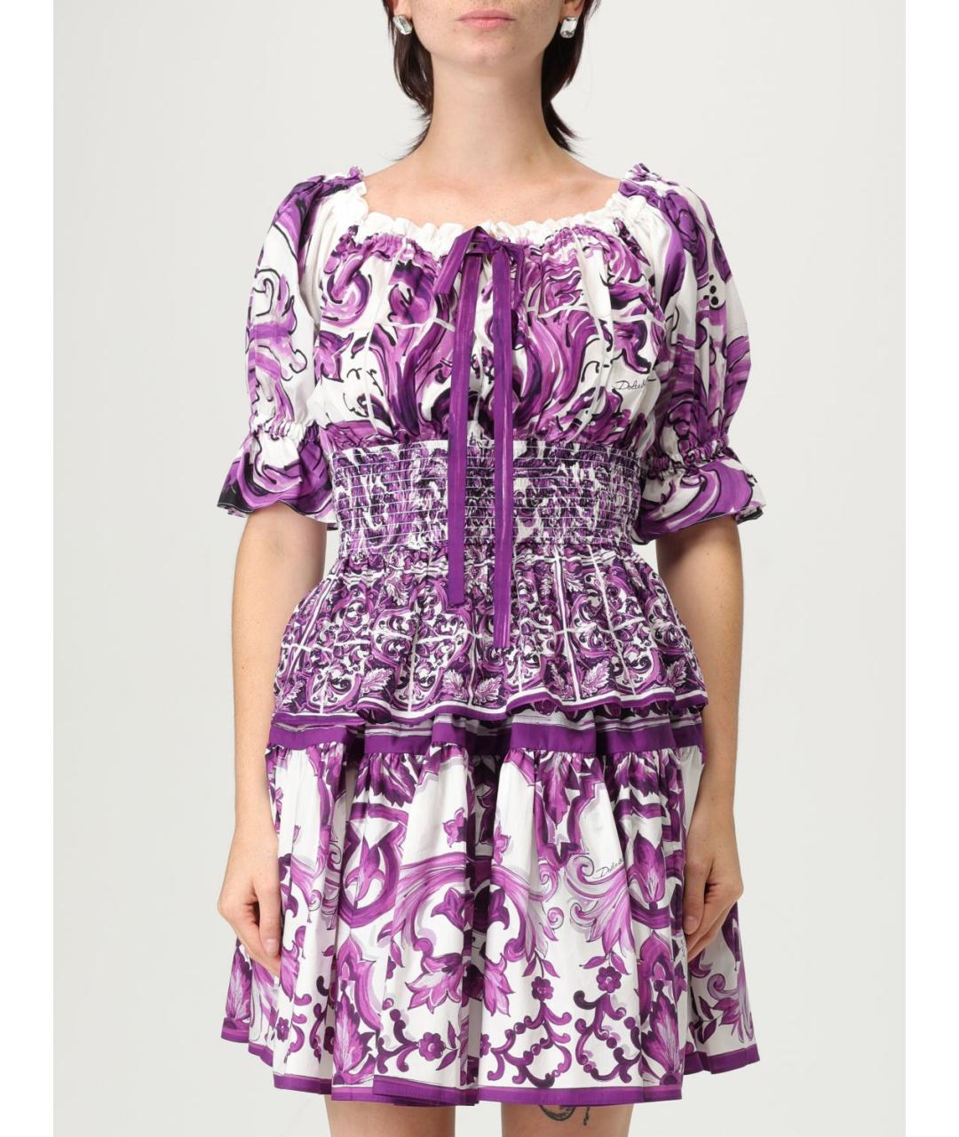 DOLCE&GABBANA Фиолетовая хлопковая блузы, фото 2