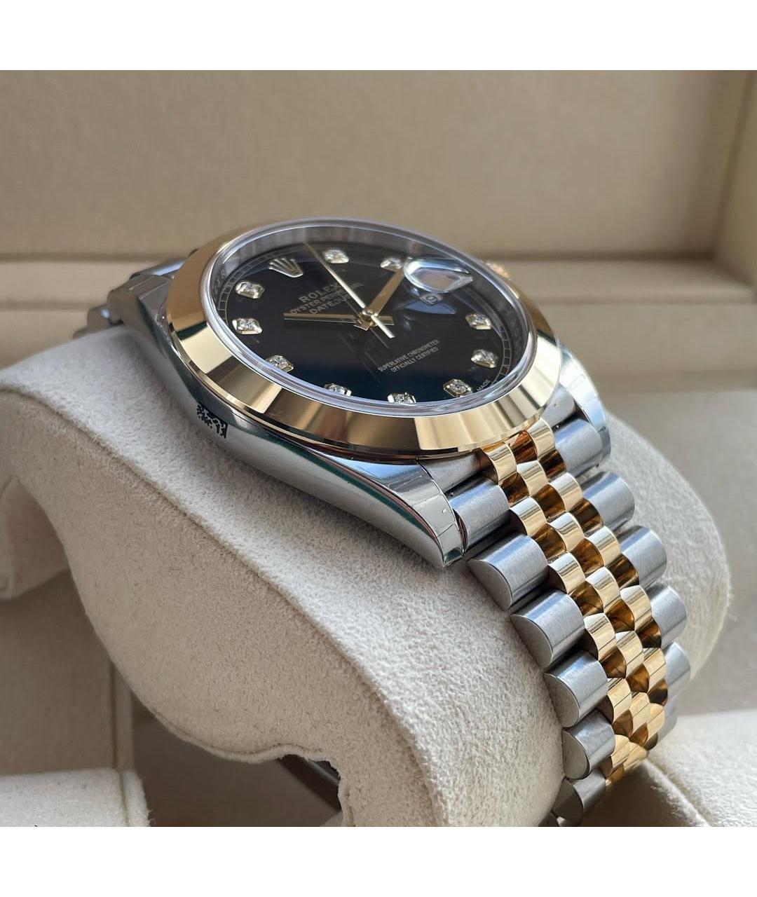ROLEX Черные часы из желтого золота, фото 3