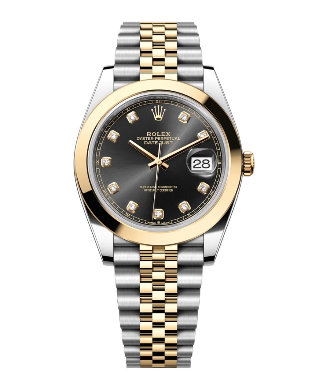 ROLEX Черные часы из желтого золота, фото 1
