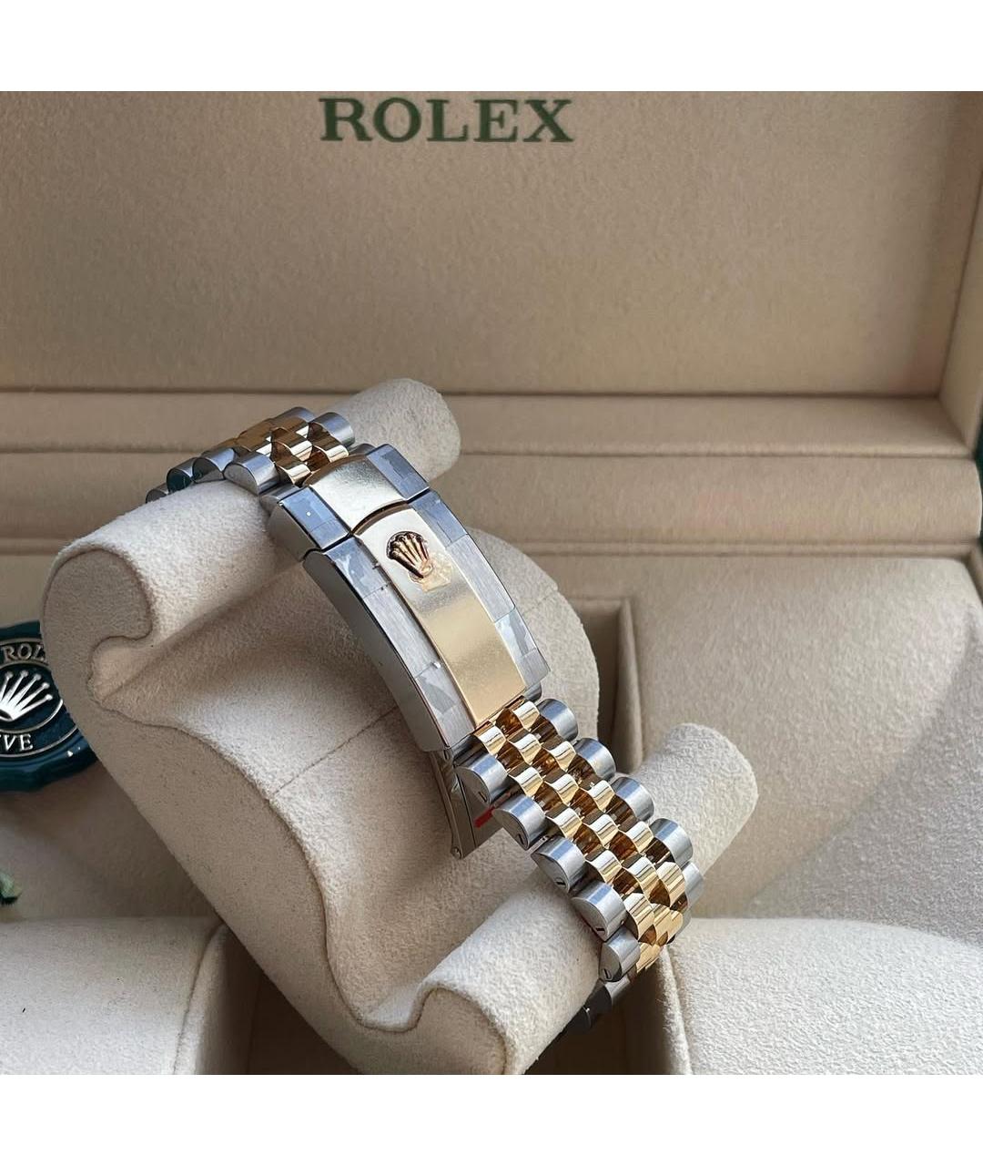 ROLEX Черные часы из желтого золота, фото 4