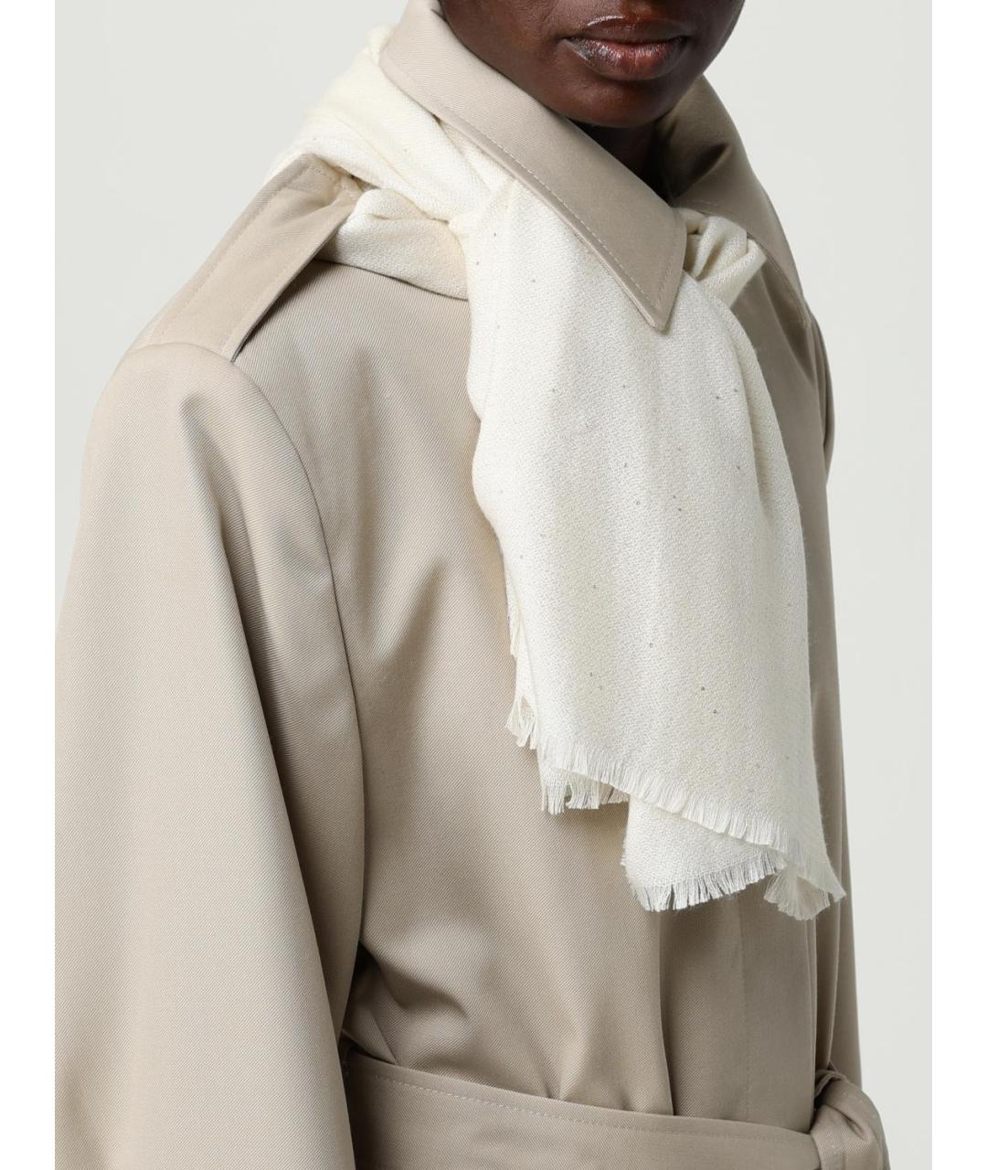 MAX MARA Белый кашемировый шарф, фото 4