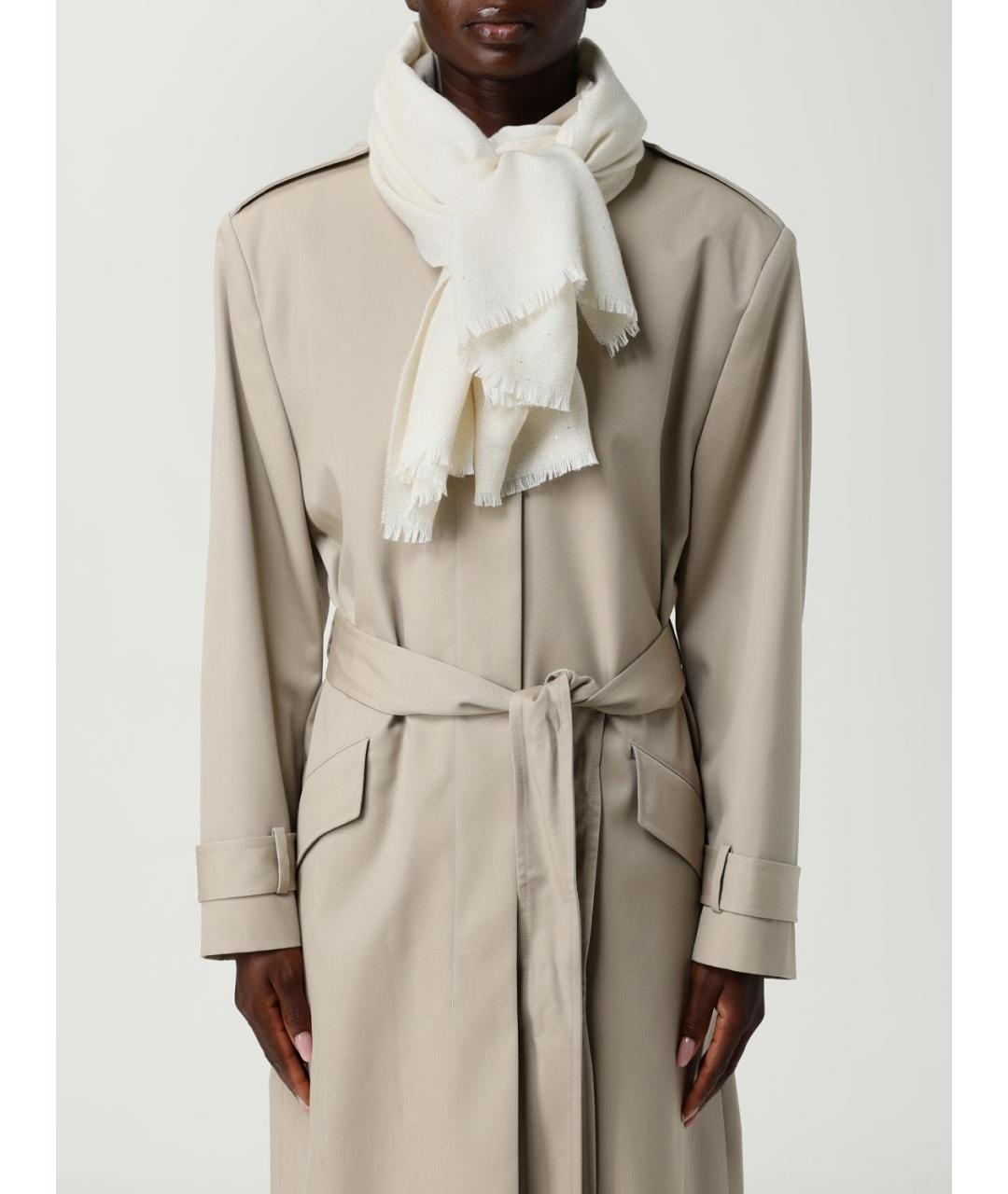 MAX MARA Белый кашемировый шарф, фото 2