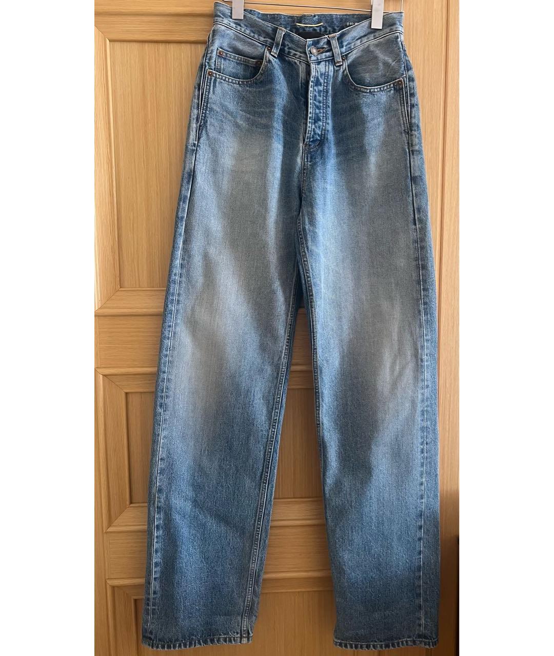 SAINT LAURENT Голубые хлопковые прямые джинсы, фото 5