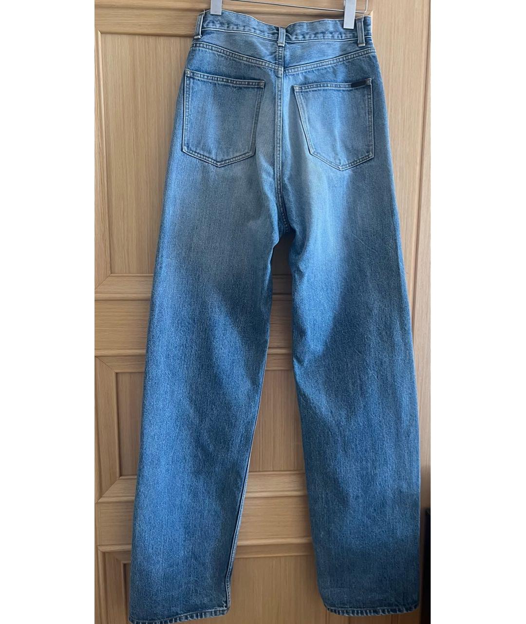 SAINT LAURENT Голубые хлопковые прямые джинсы, фото 2